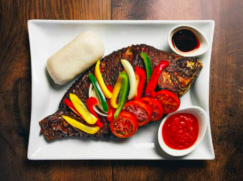 Banku and Grilled Tillapia